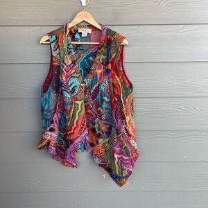 ANU Art to wear fully embroidered boho funky 100% wool tunic/vest